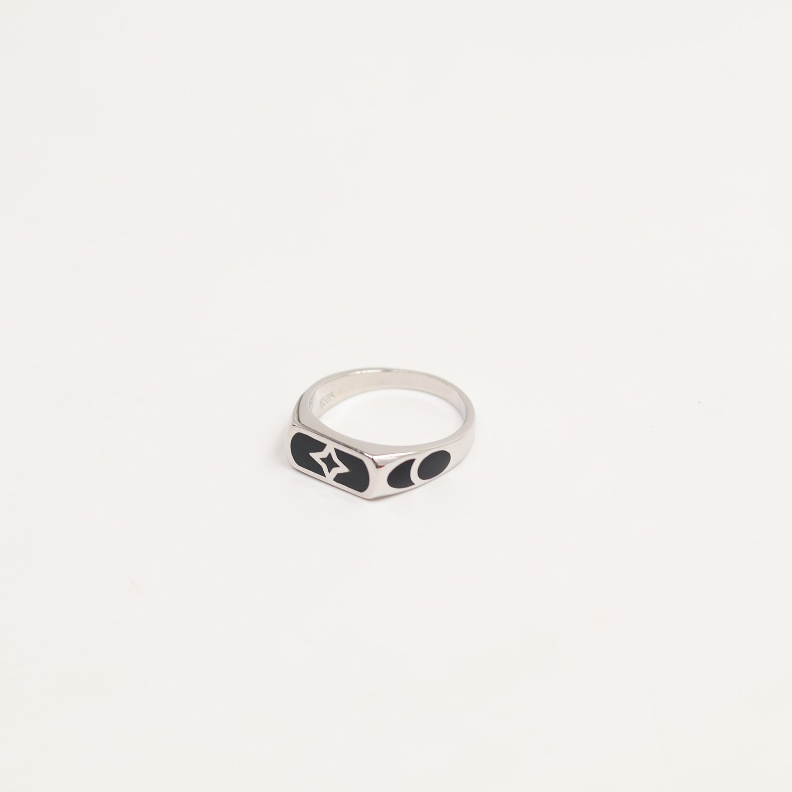 Silver Wide Band Pave Signet Ring