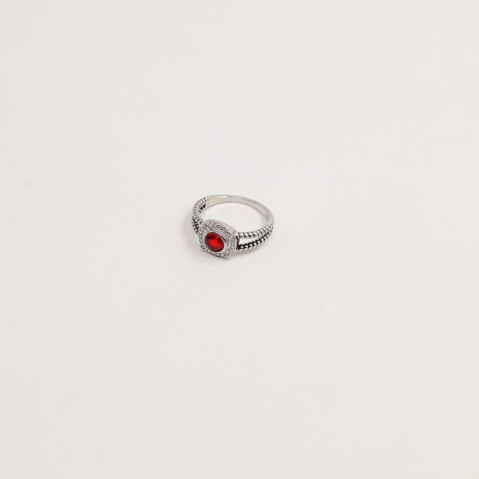 Silver Abstract Geometric Pave Ring