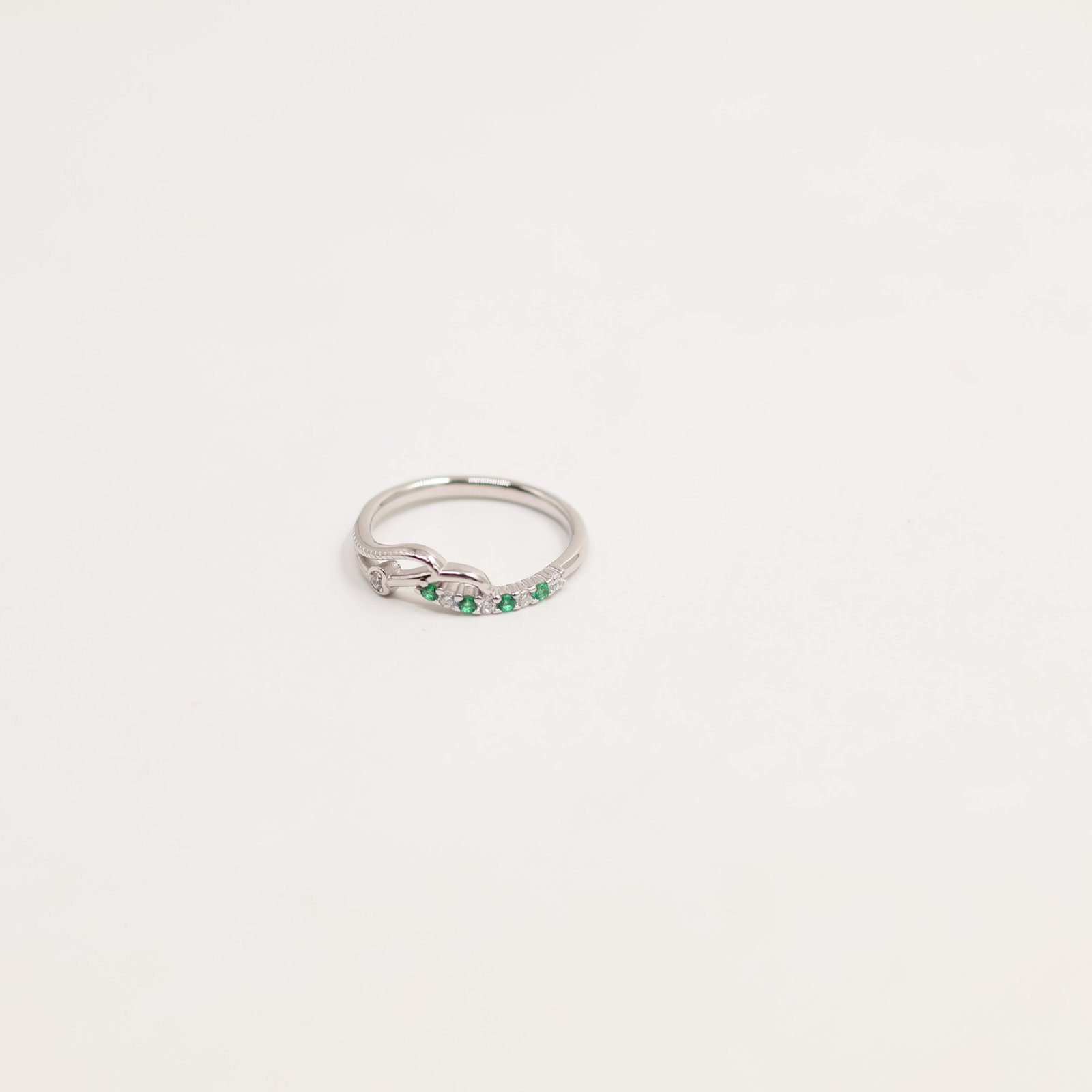 Silver Crescent Moon Crystal Ring