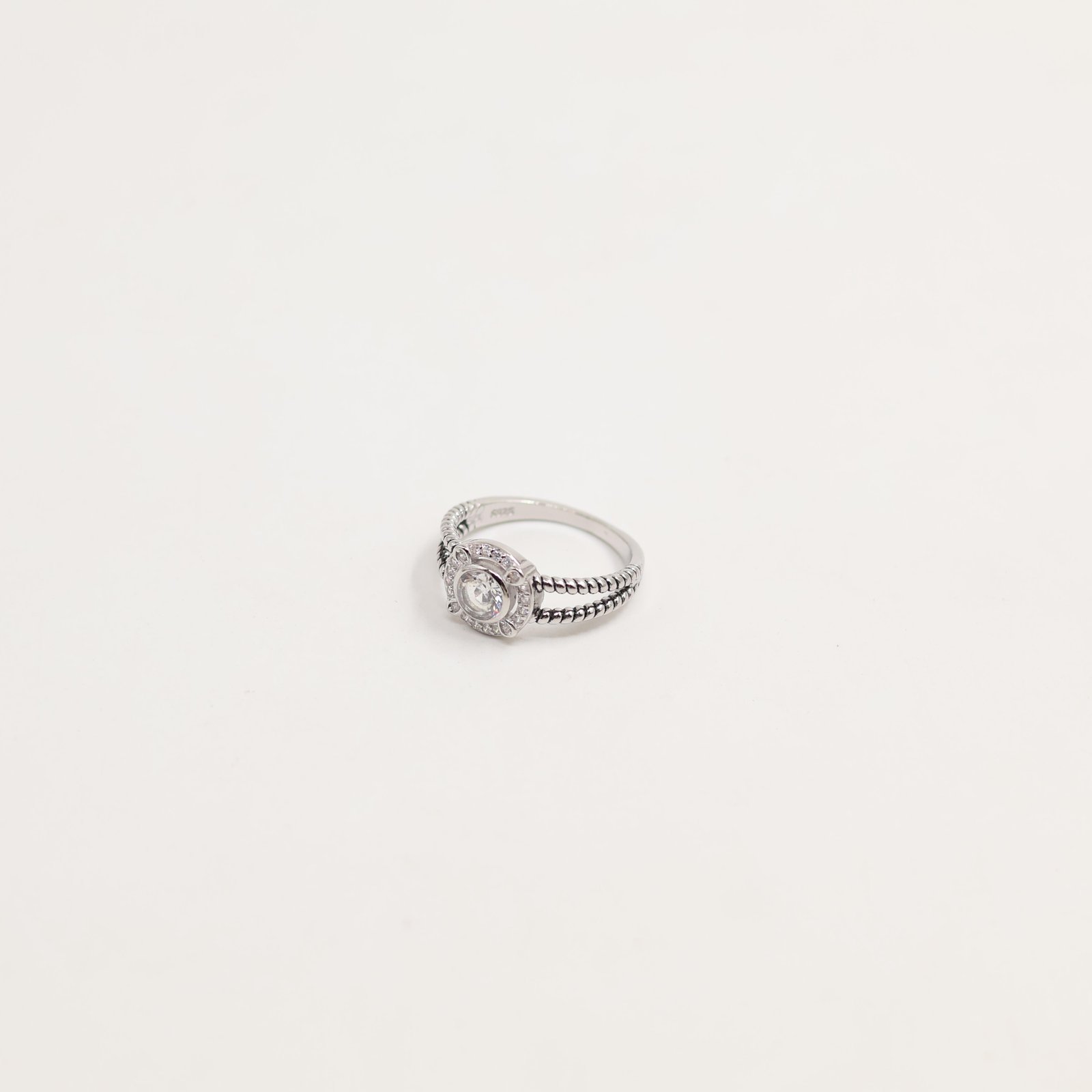 Silver Teardrop Dangle Crystal Ring