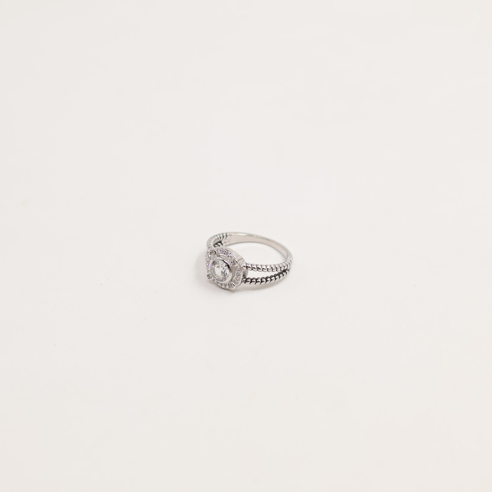 Silver Open Circle Crystal Ring