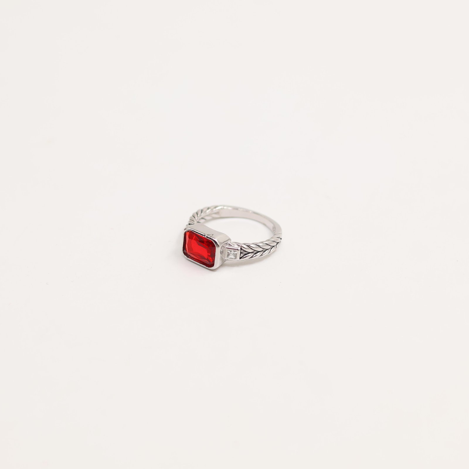 Silver Nature Feather Textured Ring