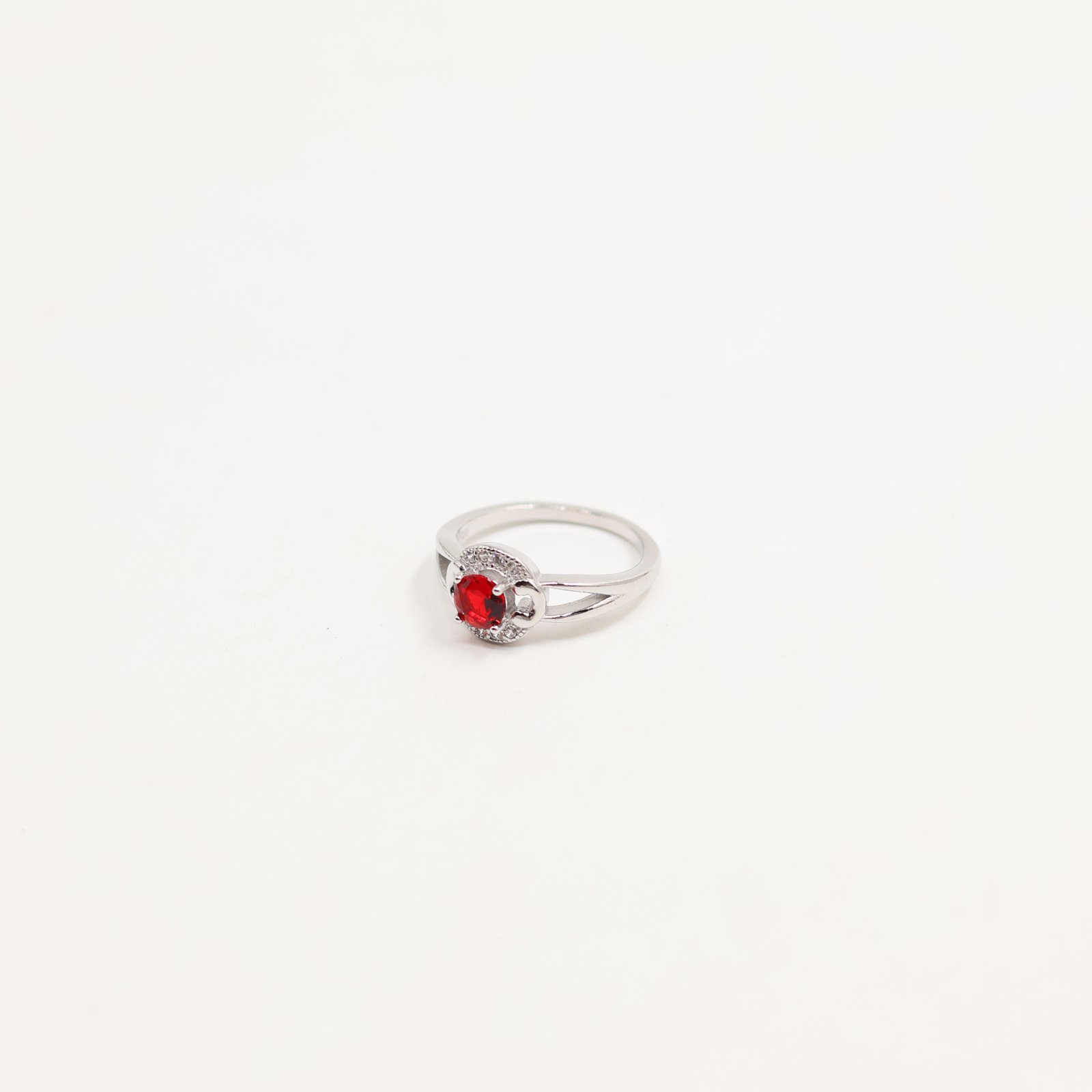 Silver Floating Crystal Solitaire Ring