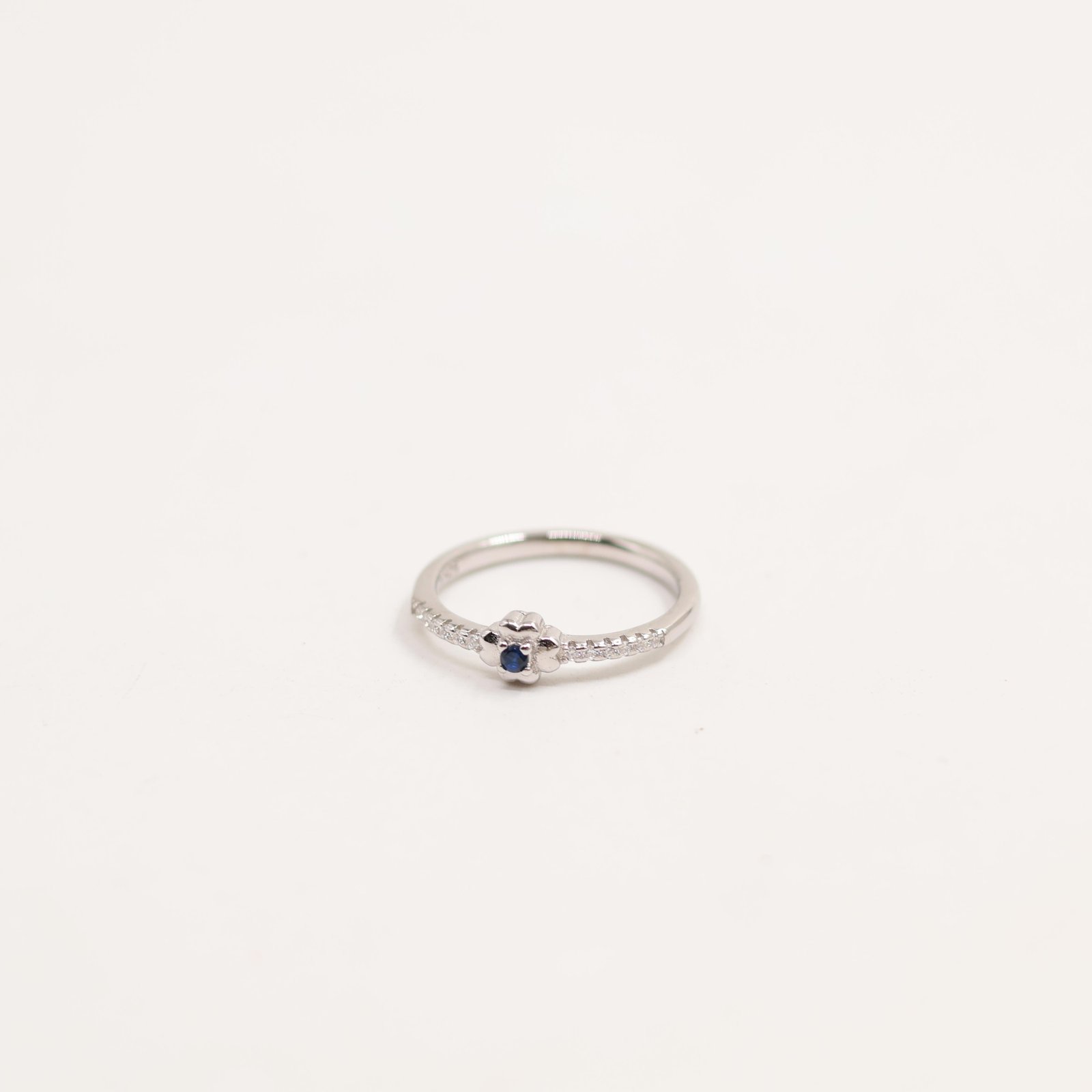Silver Geometric Hexagon Pave Ring