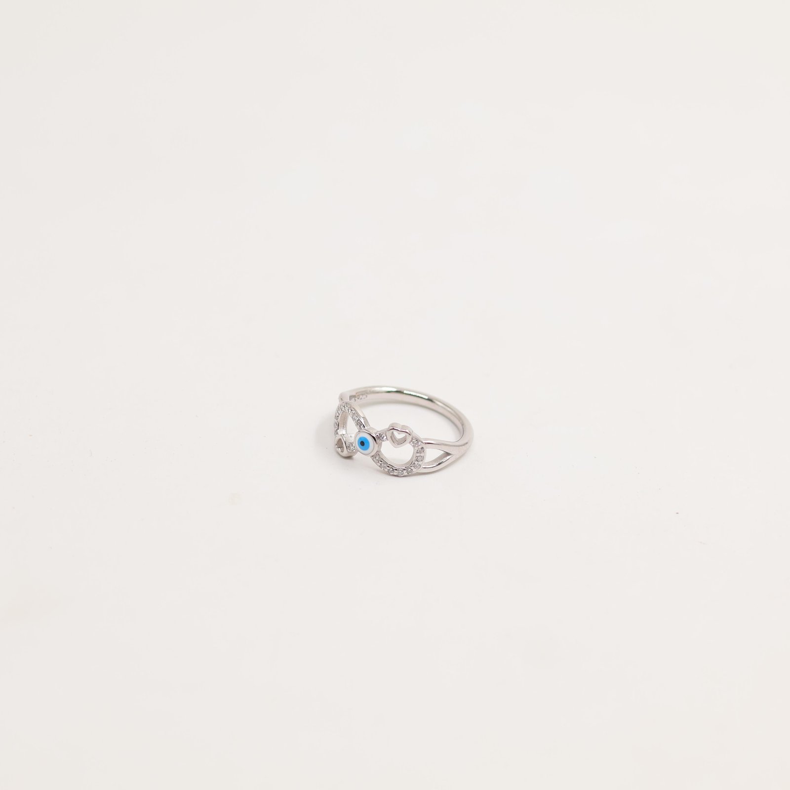 Silver Wave Ripple Band Crystal Ring