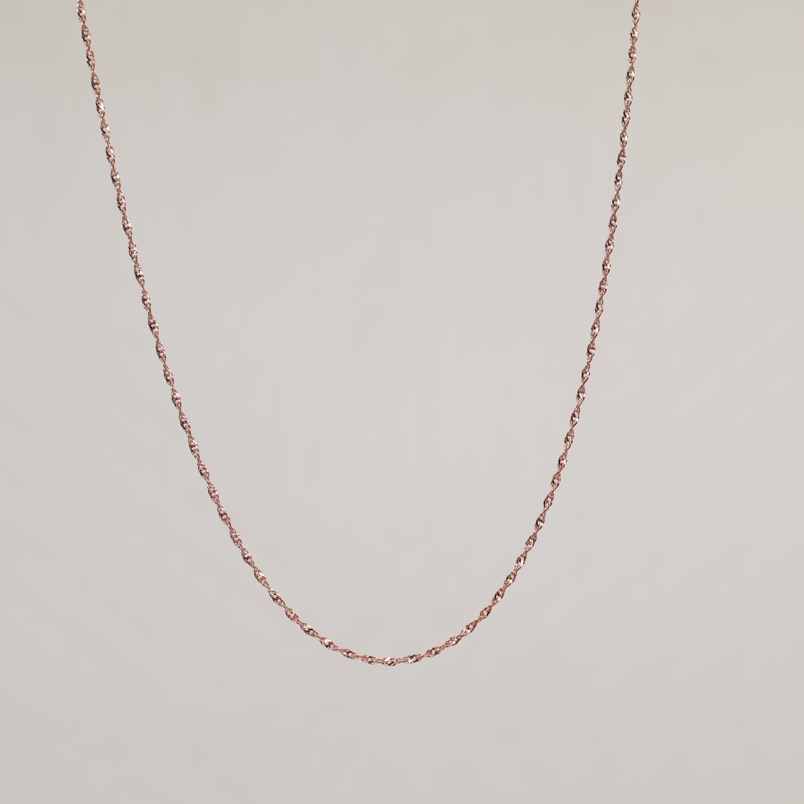 Rose Gold Twisted Rope Singapore Chain Necklace
