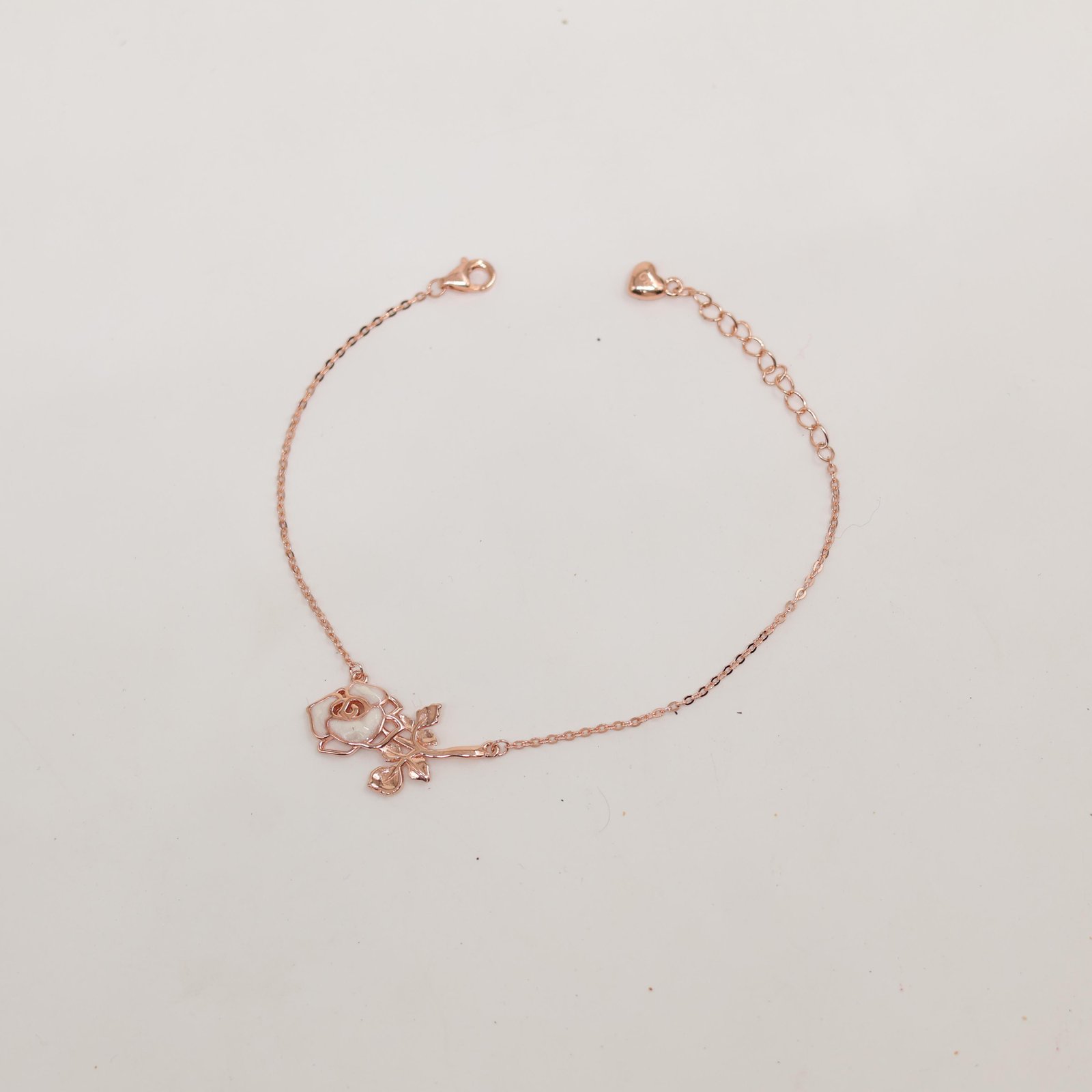 Rose Gold Mother-of-Pearl Rose Flower Bracelet