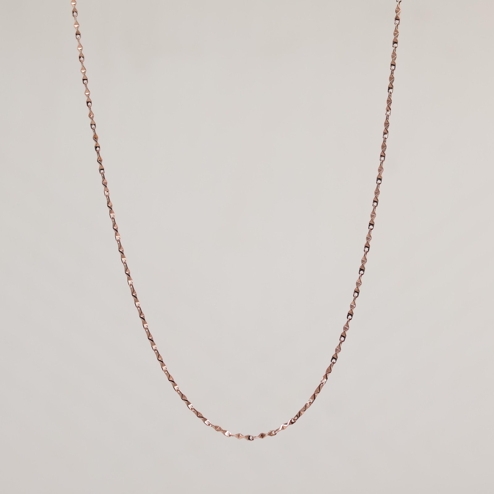 Rose Gold Faceted Rectangle Link Chain Necklace
