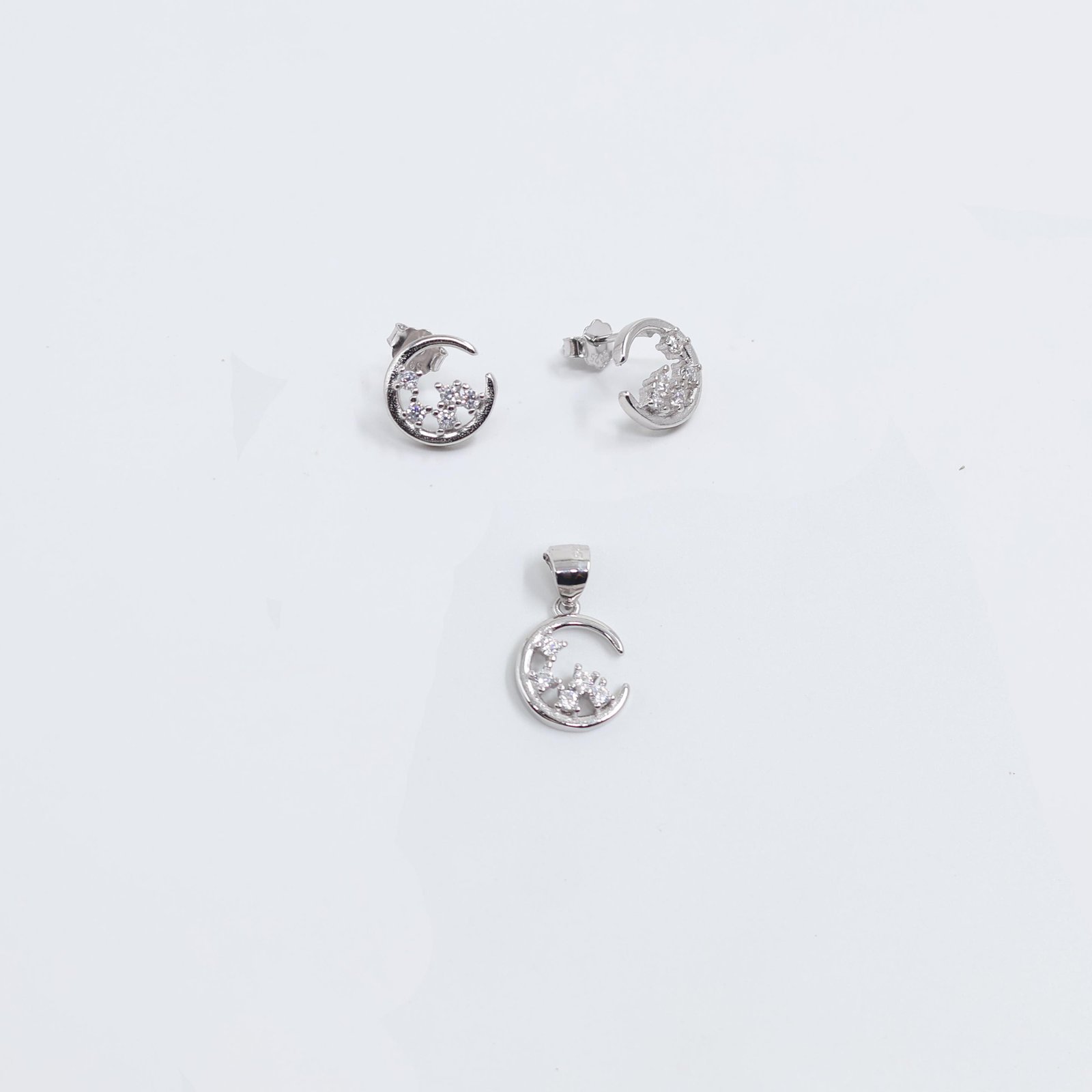 Celestial Crescent Moon Crystal Jewelry Set