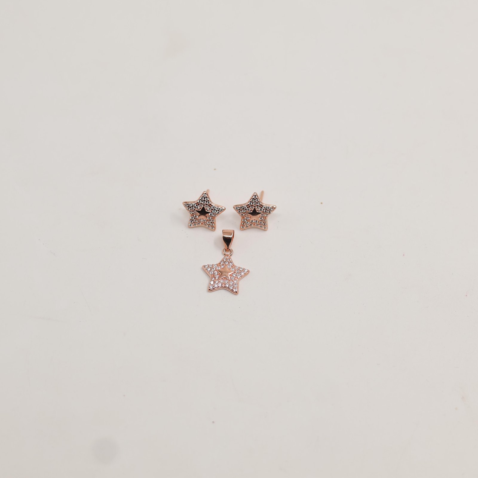 Rose Gold Pavé Star Earring & Pendant Set