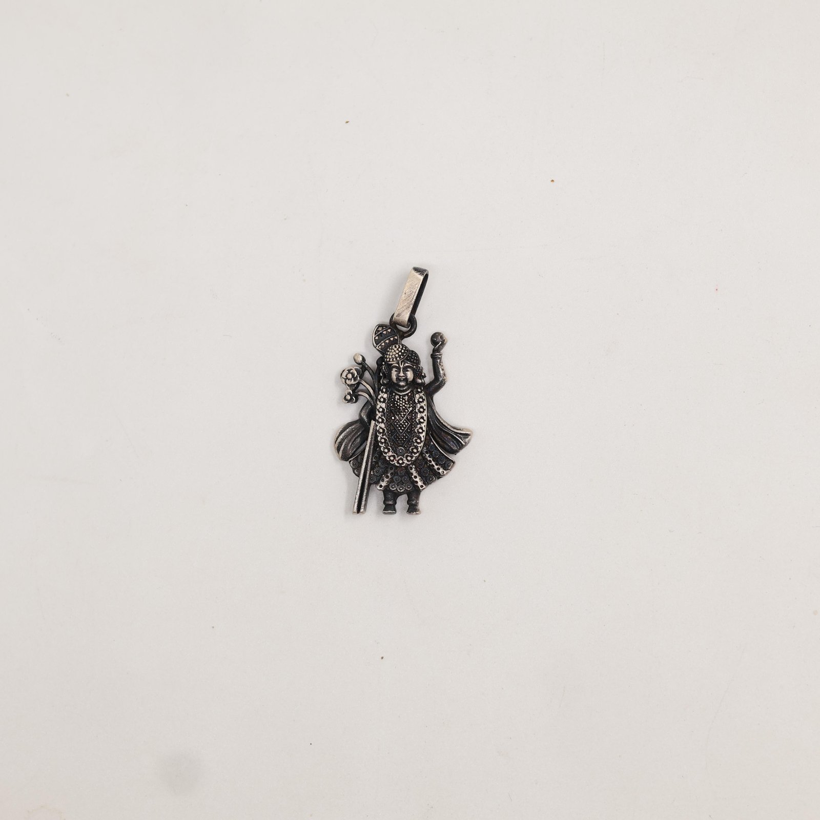 Oxidized Silver Lord Shrinathji Pendant Necklace