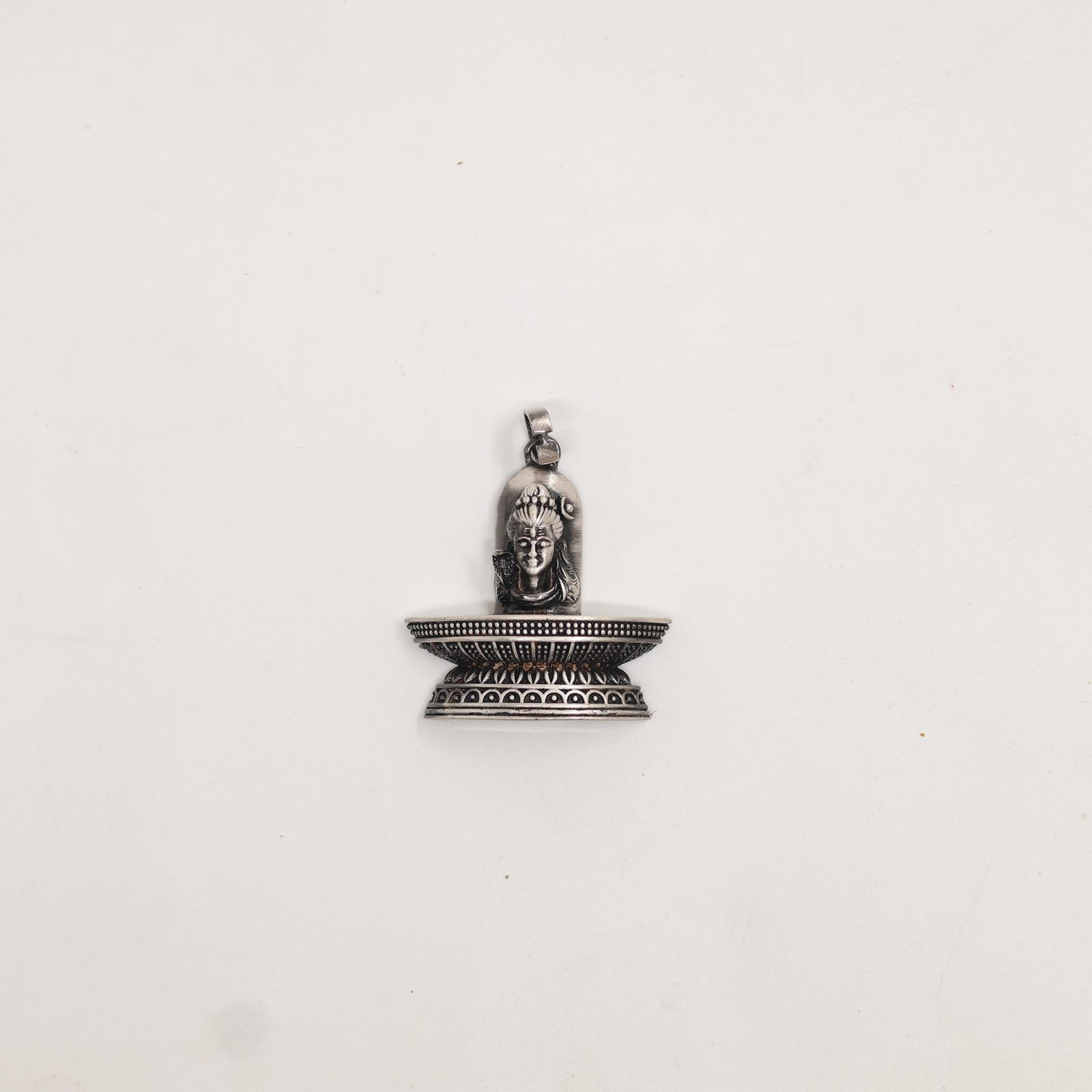 Oxidized Silver Shiva Lingam Pendant Necklace