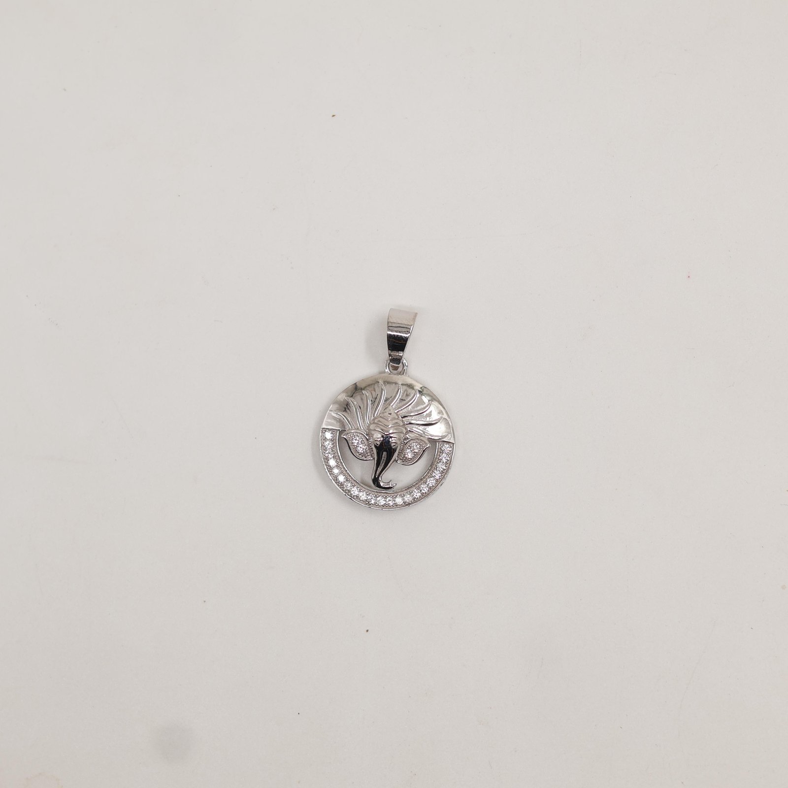 Silver Lord Ganesha Circular Pendant Necklace