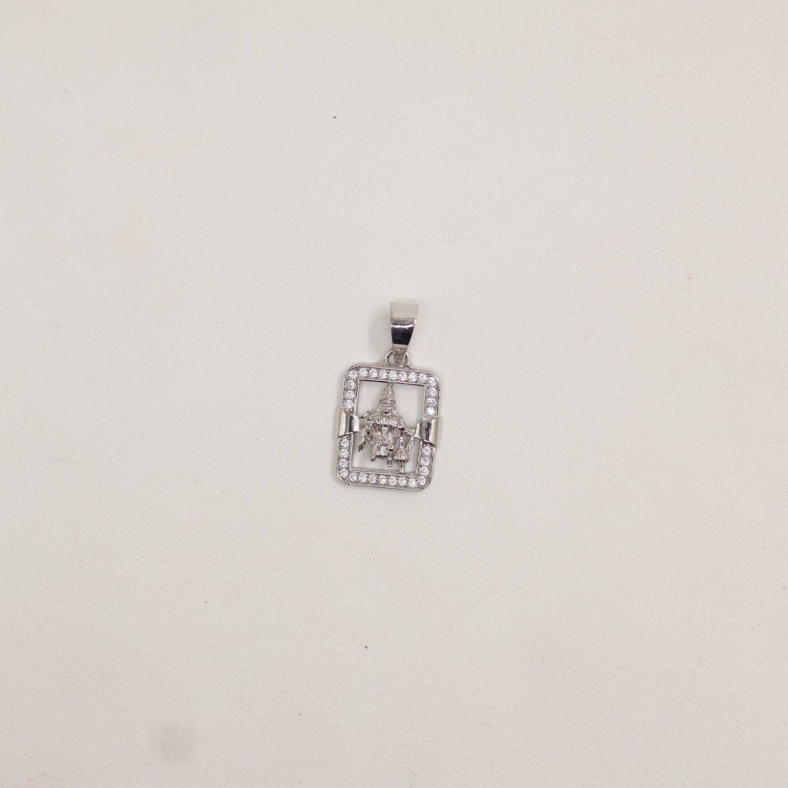 Silver Hanuman Rectangular Frame Pendant Necklace