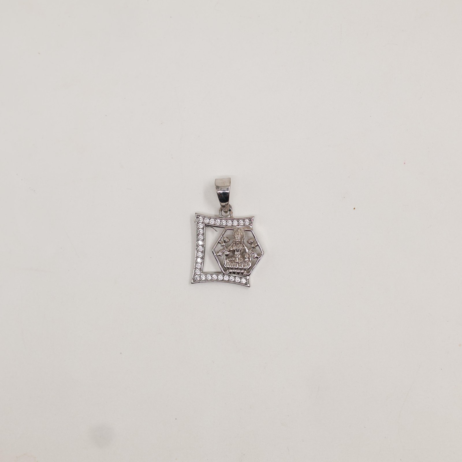 Silver Lakshmi Frame Pendant Necklace