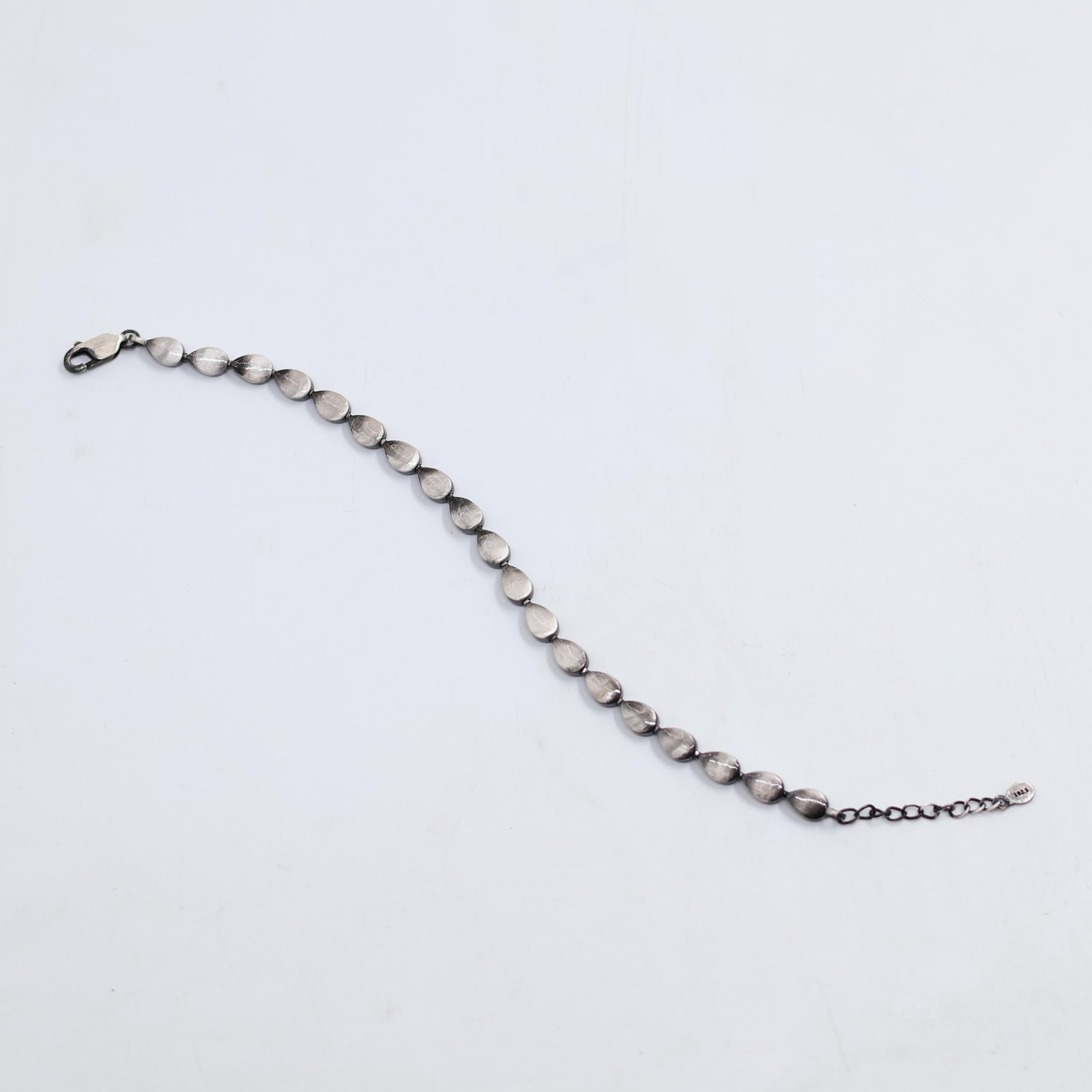 Oxidized Silver Teardrop Link Bracelet