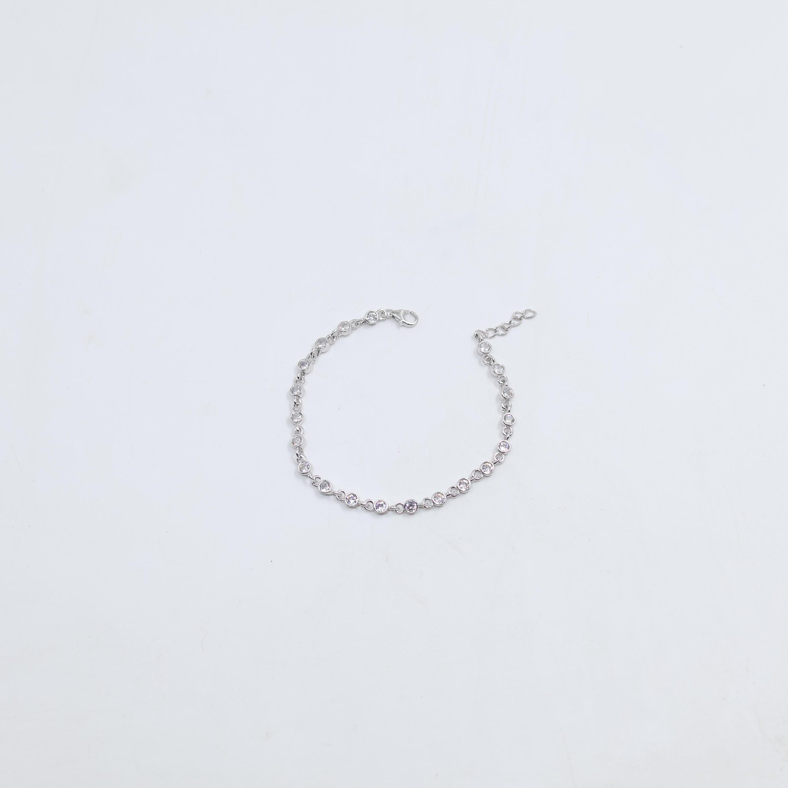 Silver Bezel-Set Round Stone Bracelet