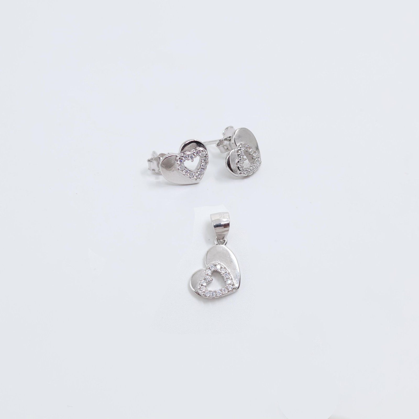 Elegant Dual Heart Crystal Jewelry Set