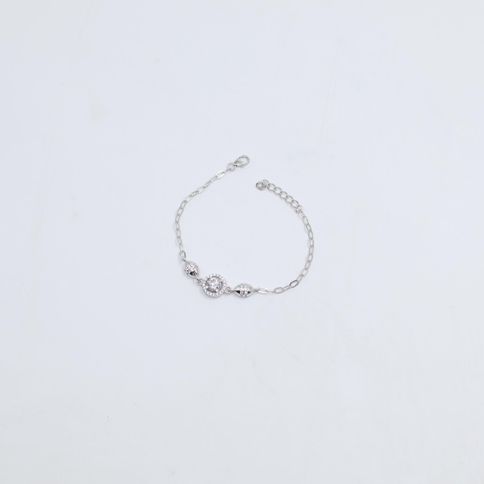 Silver Halo Teardrop Accent Bracelet