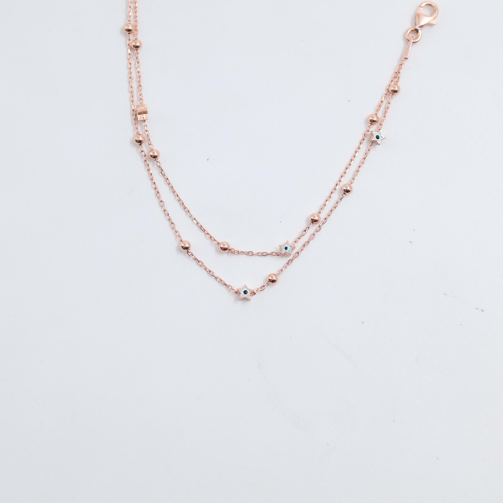 Rose Gold Double Layer Star Evil Eye Bracelet