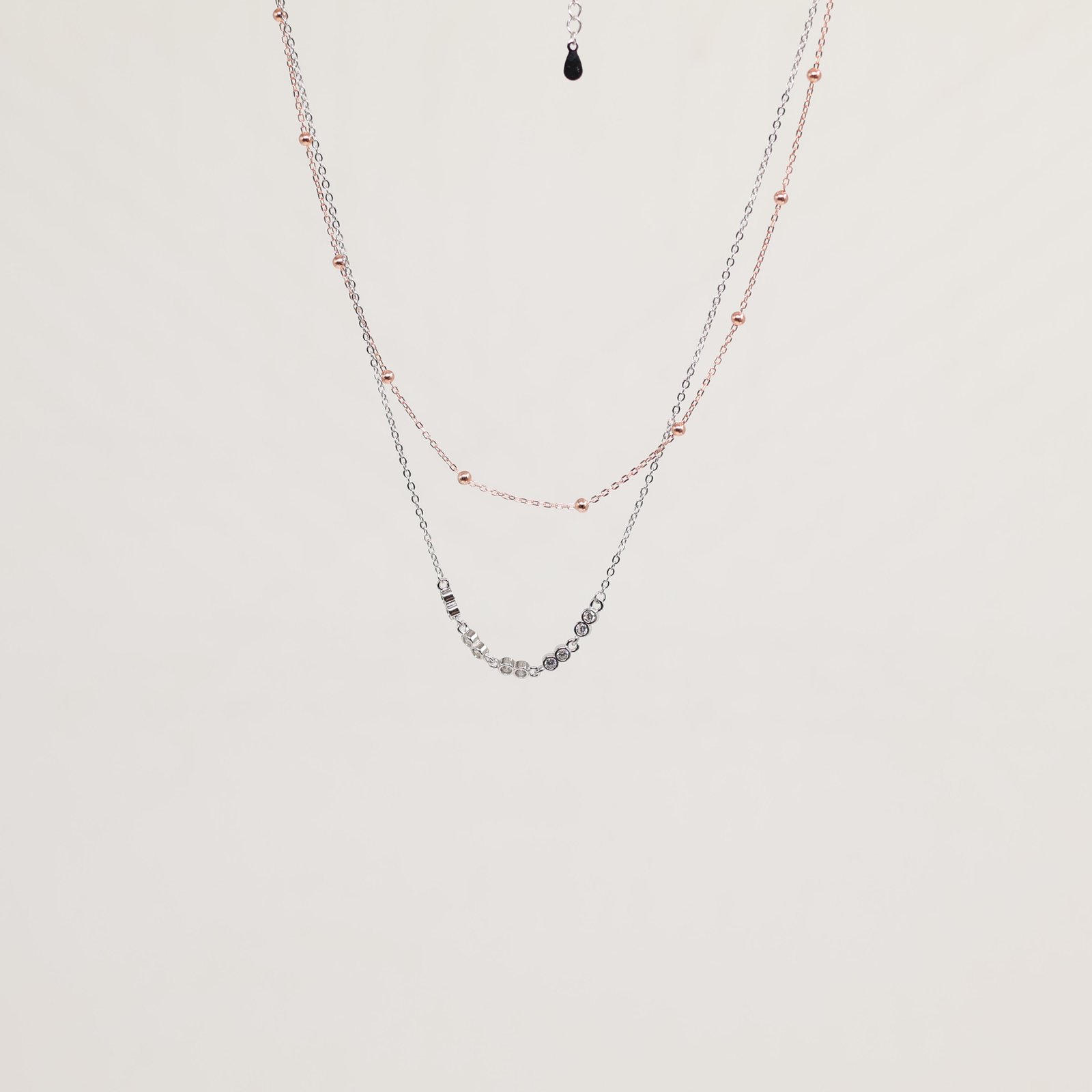 Two-Tone Rose Gold Silver Double Layer Necklace