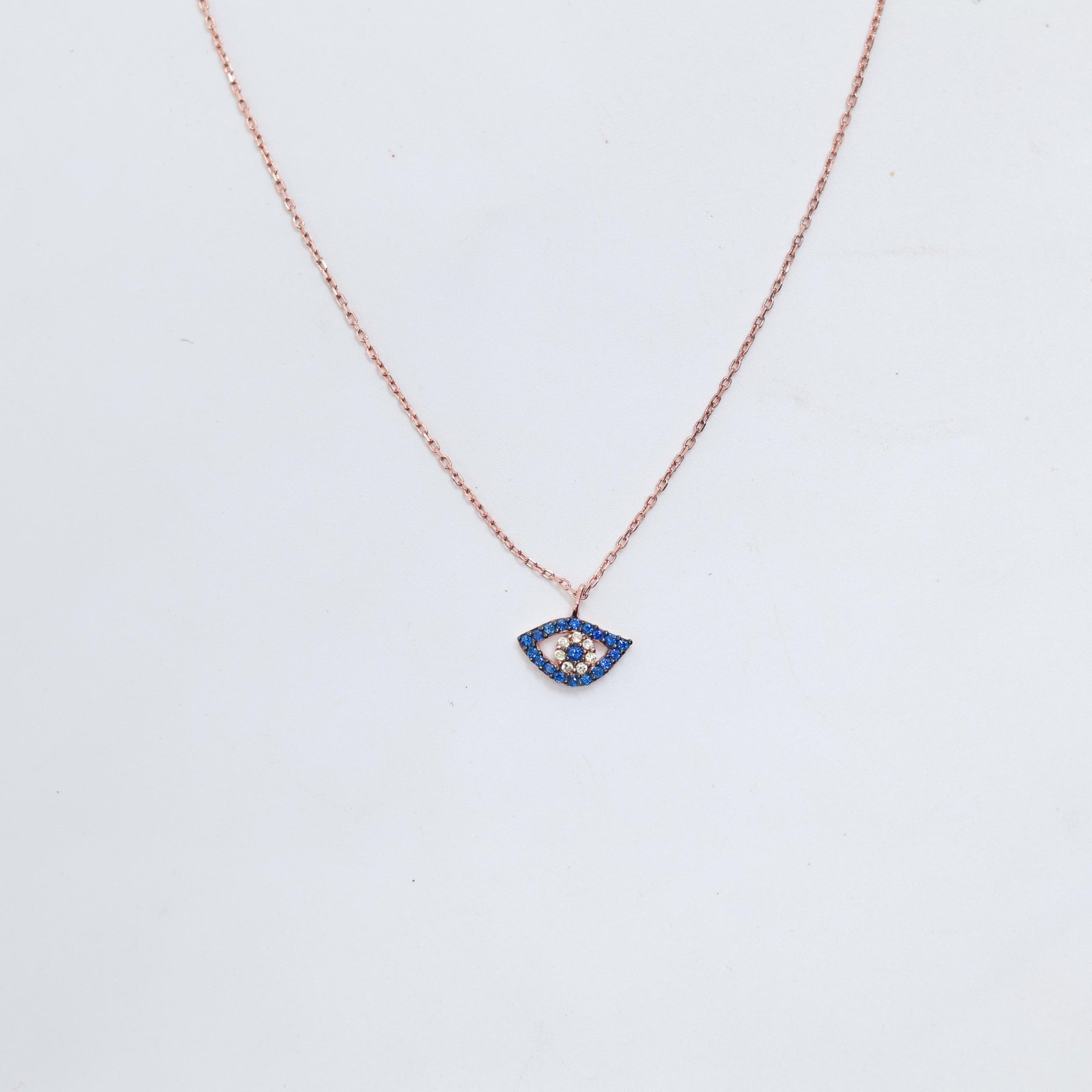 Blue Evil Eye Rose Gold Necklace
