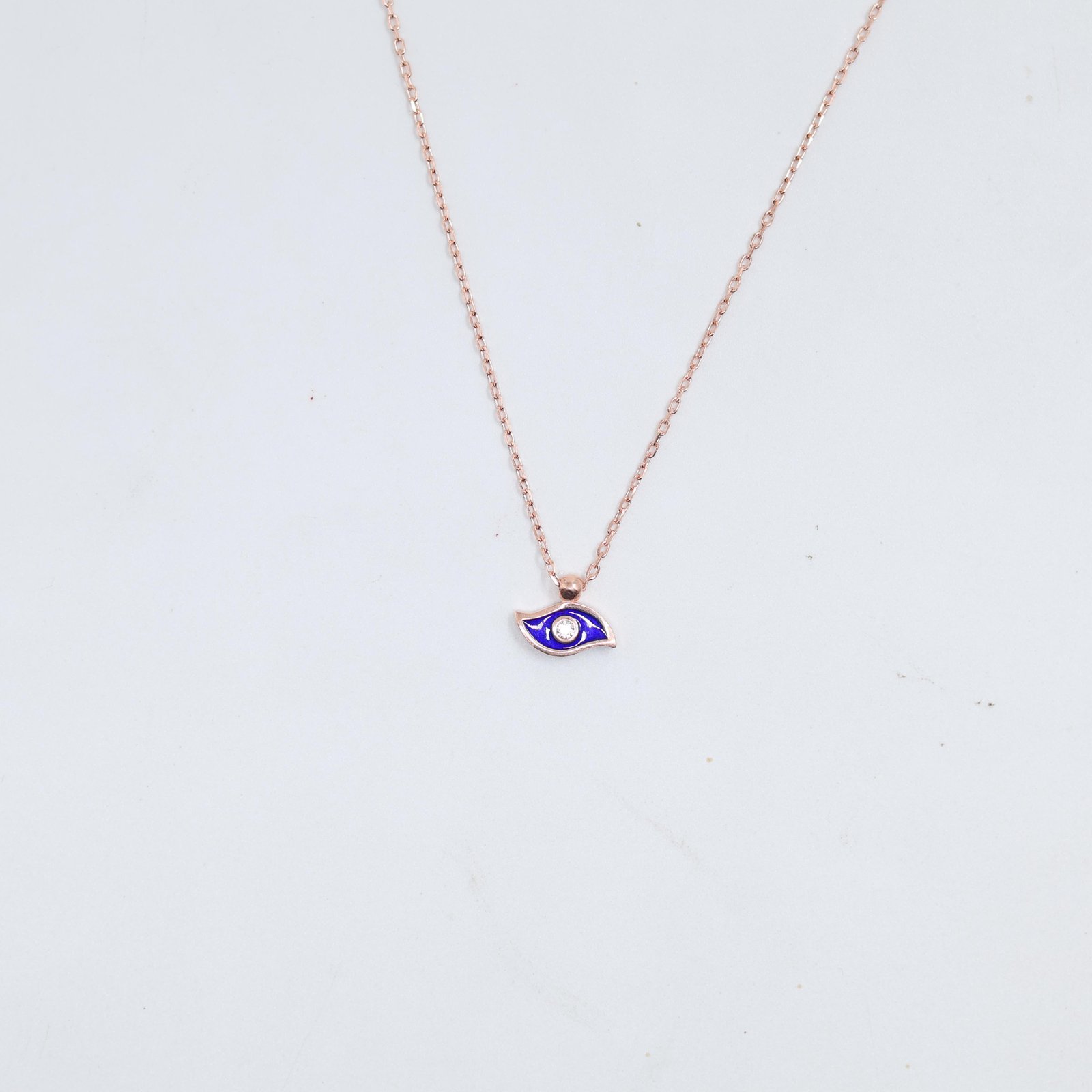 Rose Gold Evil Eye Charm Necklace