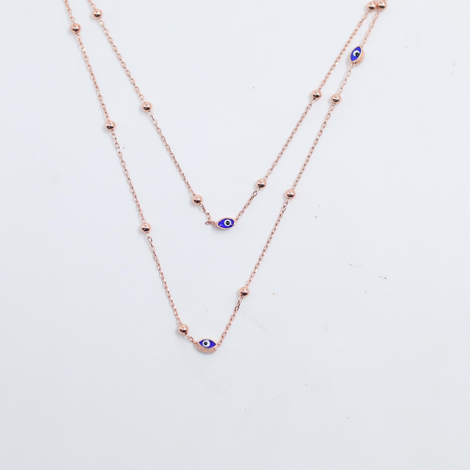 Rose Gold Evil Eye Layered Necklace