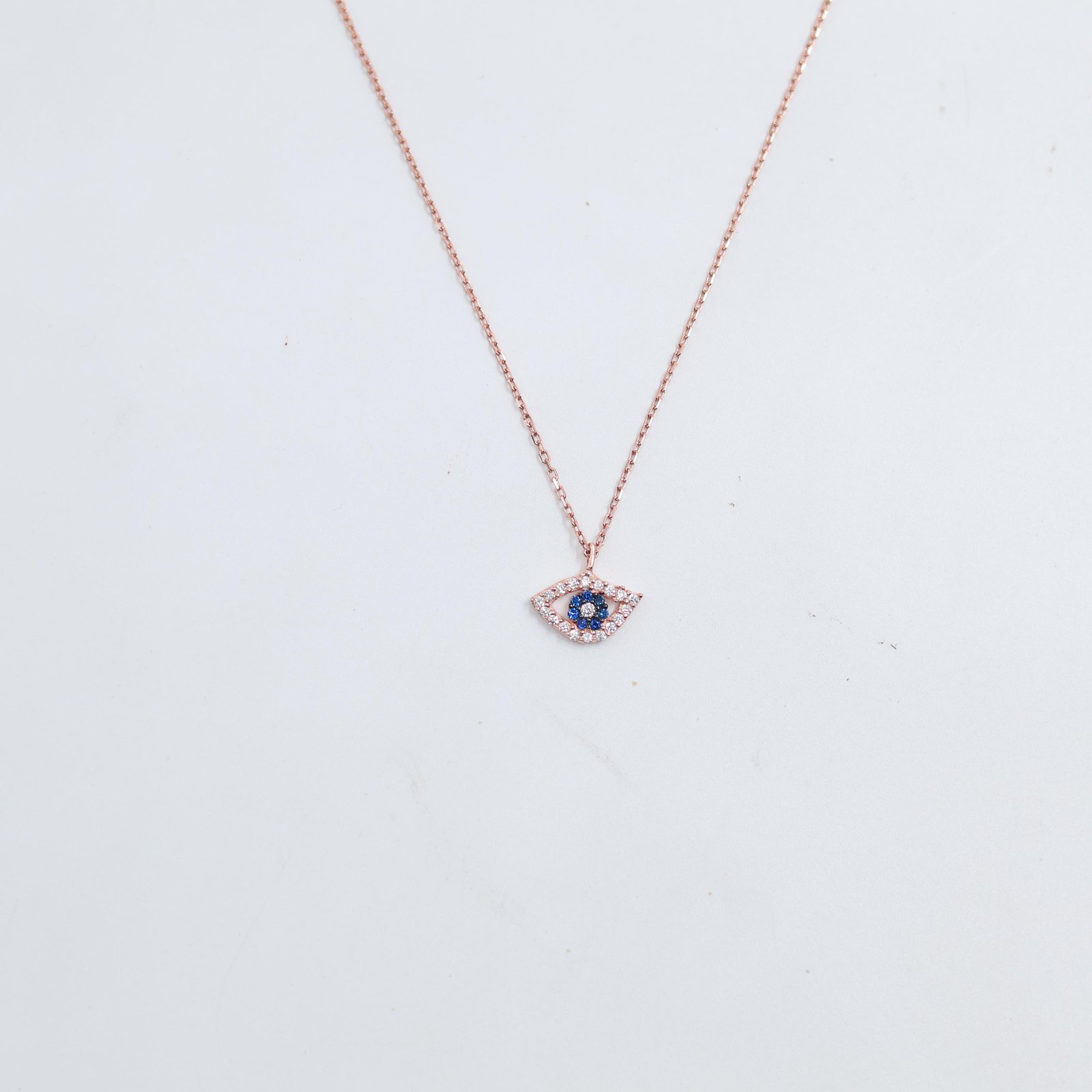Rose Gold Crystal Evil Eye Necklace