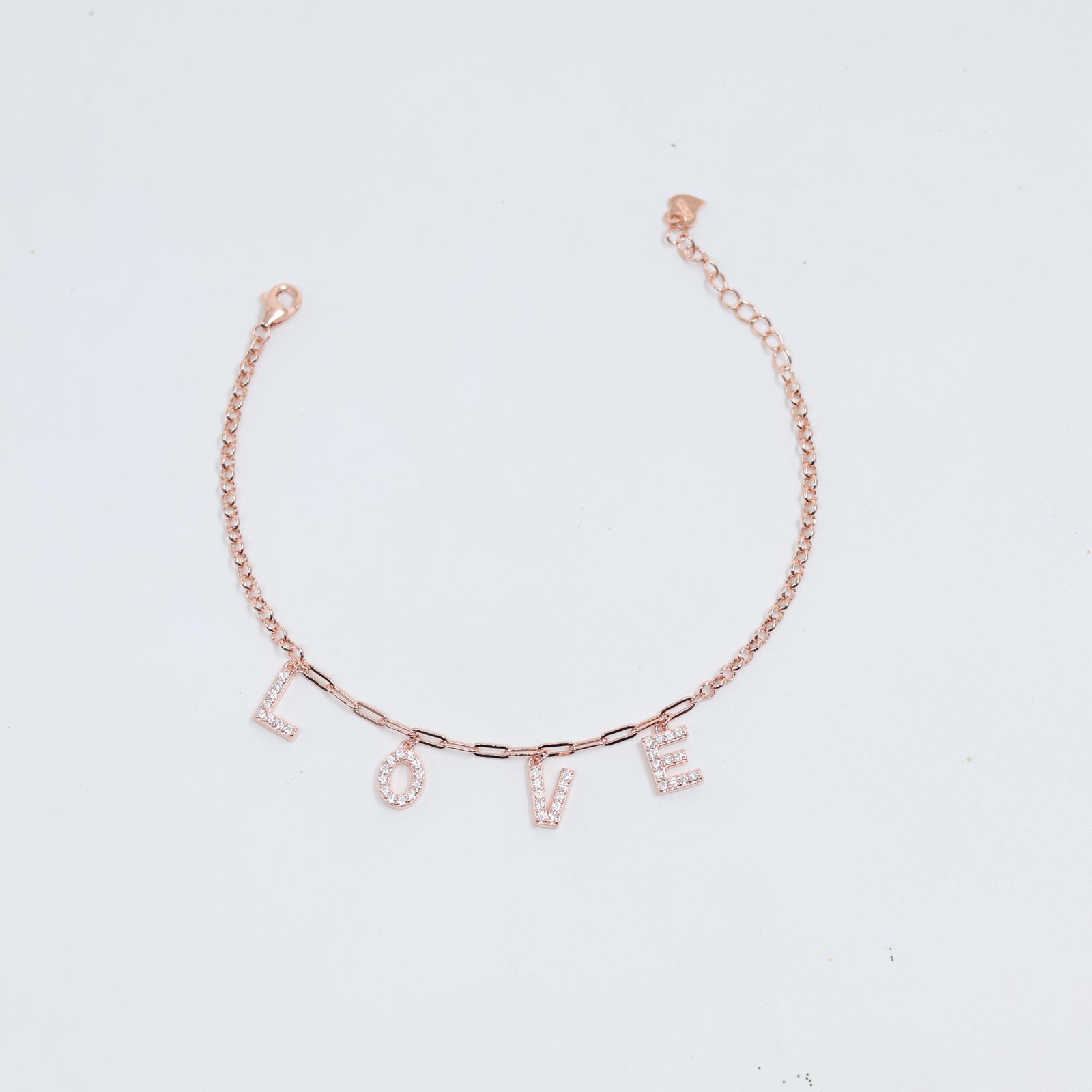 Rose Gold LOVE Charm Bracelet