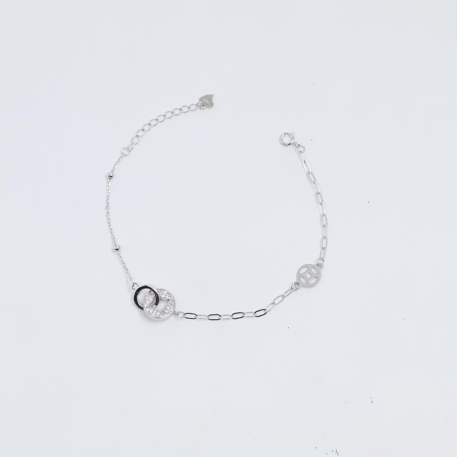 Silver Dual Circle Charm Bracelet