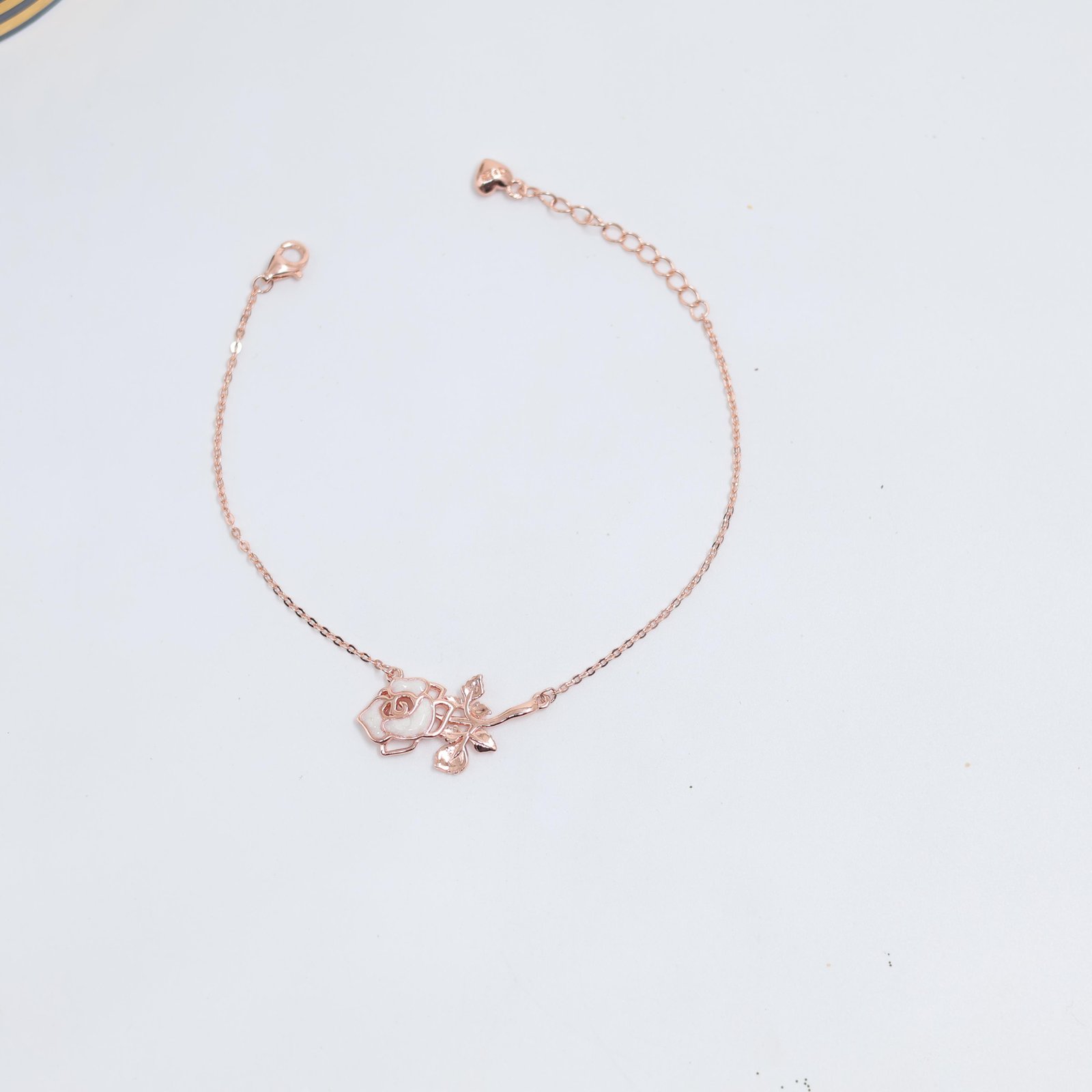 Rose Gold Rose Charm Bracelet for Women