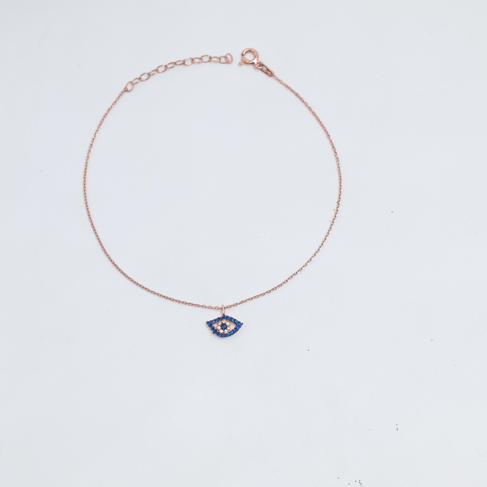 Blue Evil Eye Rose Gold Bracelet