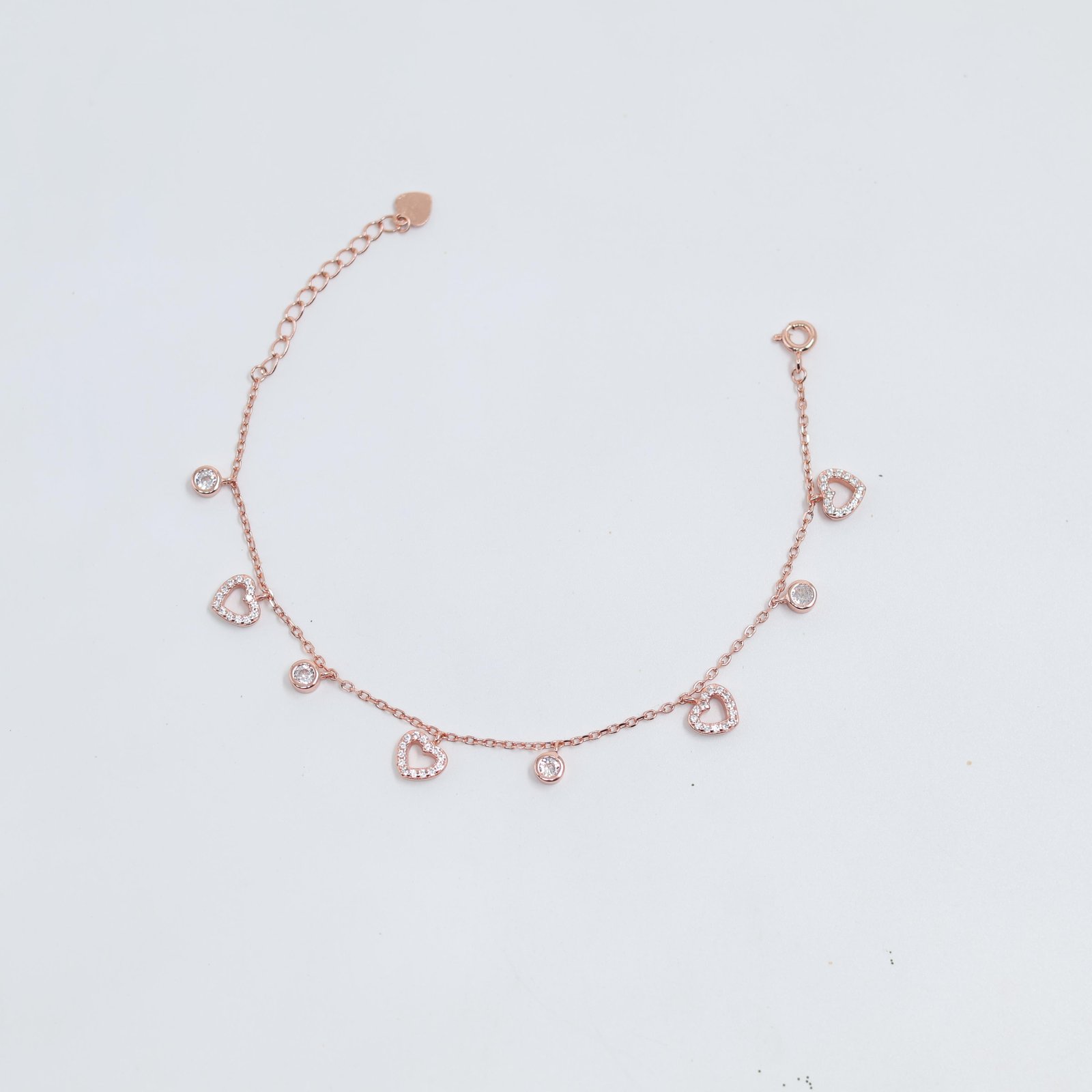 Rose Gold Heart Charm Bracelet