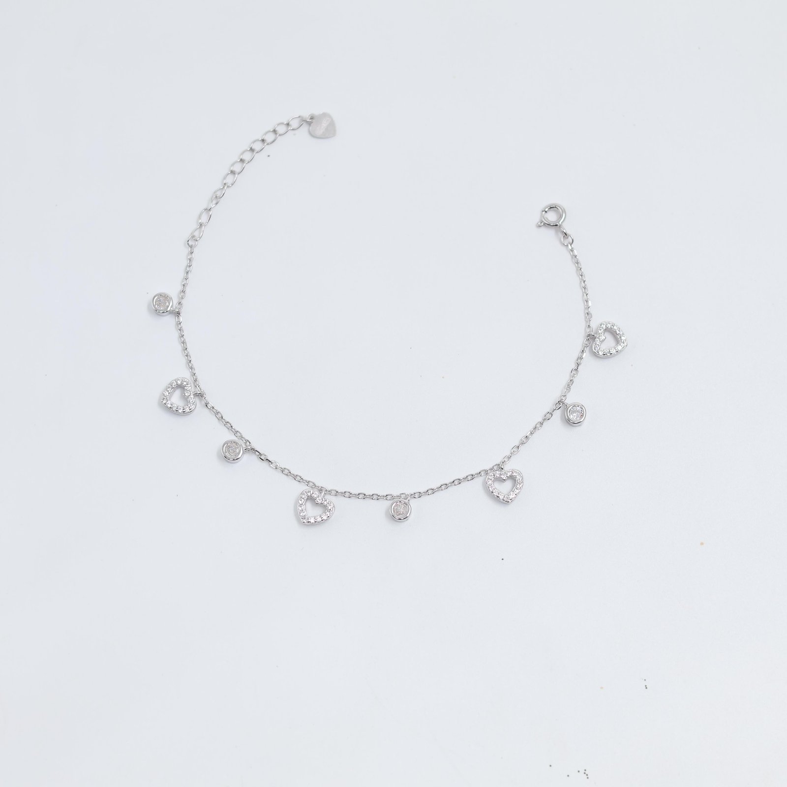 Silver Heart Charm Bracelet for Women