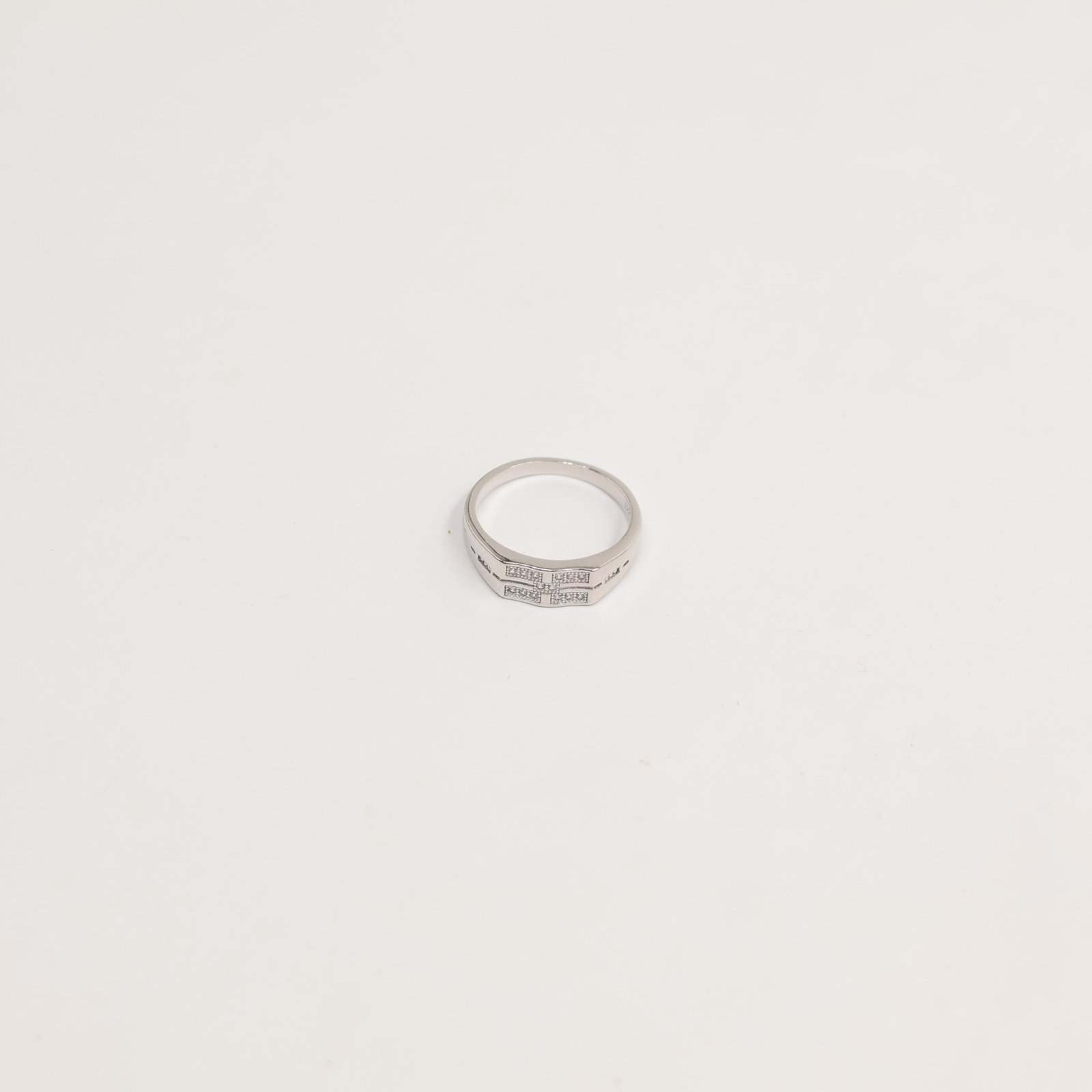 Silver-Tone Minimalist CZ Men's Ring